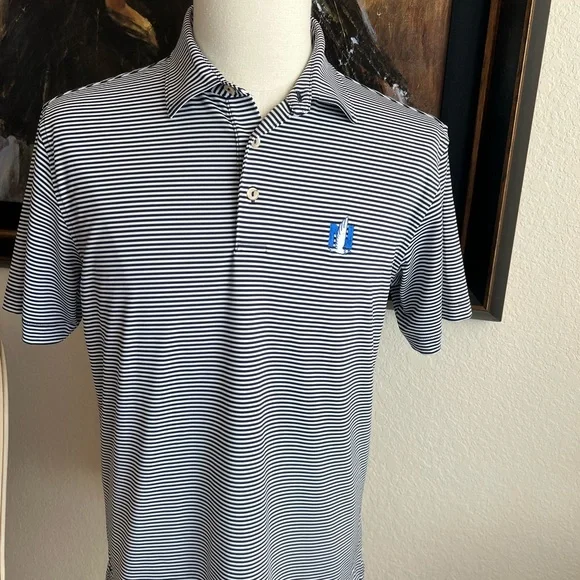 Peter Millar Blue Stripe Polo Size M - Picture 3 of 5